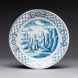 Six blue and white Dutch Delft 'Biblical Subject' plates, probably Friesland, Makkum, 18th C. — 照片 6