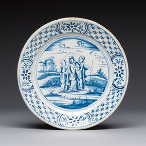 Six blue and white Dutch Delft 'Biblical Subject' plates, probably Friesland, Makkum, 18th C. — 照片 10