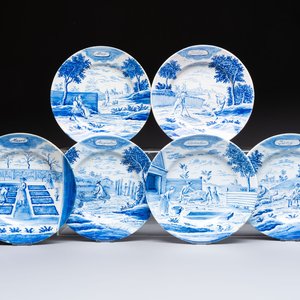 Six blue and white Dutch Delft 'Month' plates, Makkum, 19th C. — 照片 1
