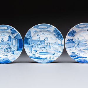 Six blue and white Dutch Delft 'Month' plates, Makkum, 19th C. — 照片 4