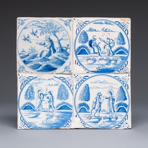 Six blue, white and manganese Dutch Delft tile panels, 18th C. — photo 2