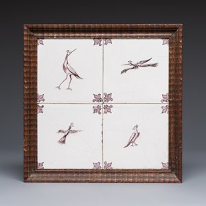 Six blue, white and manganese Dutch Delft tile panels, 18th C. — photo 4