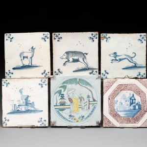 Six blue, white and polychrome Delftware tiles, The Netherlands/Germany, 17/18th C. — photo 1