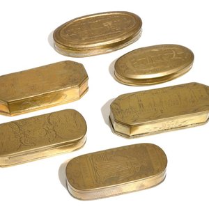 Six boîtes à tabac en cuivre gravé, Pays-Bas, 18ème — photo 1