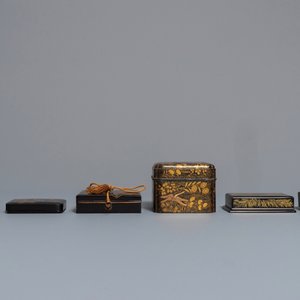 Six boîtes couvertes en laque de Japon, Meiji/Showa, 19/20ème — photo 4