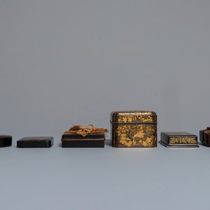 Six boîtes couvertes en laque de Japon, Meiji/Showa, 19/20ème — photo 7