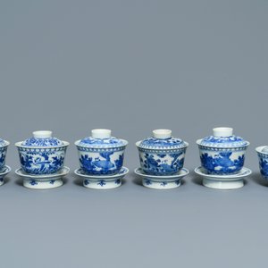 Six bols couverts en porcelaine de Chine 'Bleu de Hue' pour le Vietnam, 19ème — photo 2