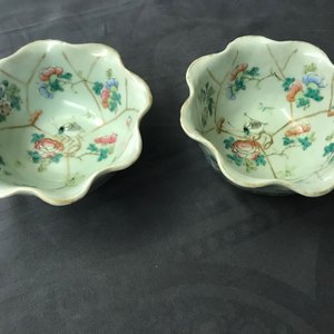 Six bols en porcelaine de Chine céladon et une paire de bols sur supports pour le marché Peranakan ou Straits, 19ème — photo 26