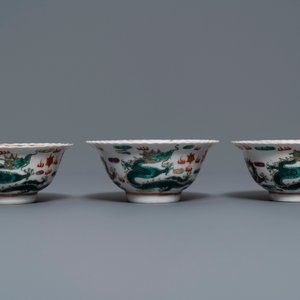 Six bols en porcelaine de Chine famille rose pour le marché Straits ou Peranakan, marque de Qianlong, 19ème — photo 3