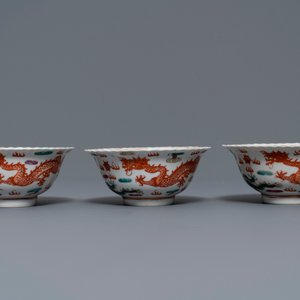 Six bols en porcelaine de Chine famille rose pour le marché Straits ou Peranakan, marque de Qianlong, 19ème — photo 8