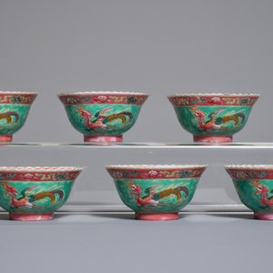 Six bols en porcelaine de Chine famille rose pour le marché Straits ou Peranakan, 19ème — photo 2