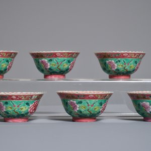 Six bols en porcelaine de Chine famille rose pour le marché Straits ou Peranakan, 19ème — photo 4