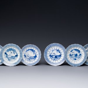 Six Chinese blue and white 'acupuncture' saucers, Kangxi — photo 1