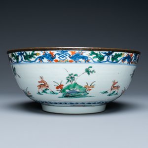 Six Chinese blue and white and famille rose dishes and a famille verte bowl, Kangxi/Qianlong — 照片 4