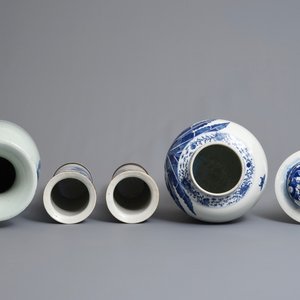 Six Chinese blue and white and famille rose vases, 19th C. — 照片 6