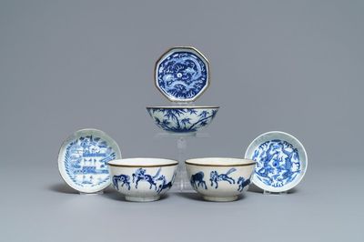 Six Chinese blue and white 'Bleu de Hue' Vietnamese market bowls and dishes, 19th C.