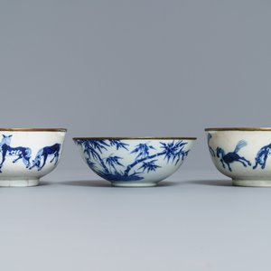 Six Chinese blue and white 'Bleu de Hue' Vietnamese market bowls and dishes, 19th C. — photo 6