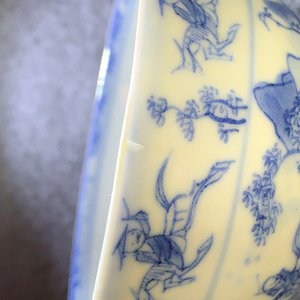 Six Chinese blue and white cups and eight saucers with horseriders, Kangxi — 照片 20