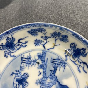 Six Chinese blue and white cups and saucers with horseriders, Kangxi — photo 13