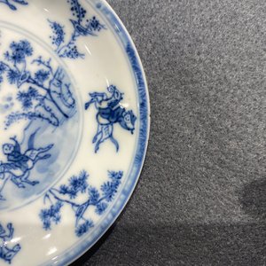 Six Chinese blue and white cups and saucers with horseriders, Kangxi — photo 14