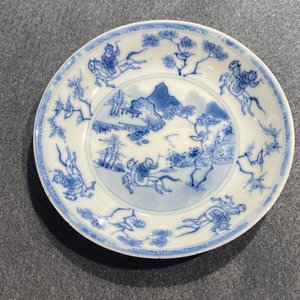 Six Chinese blue and white cups and saucers with horseriders, Kangxi — photo 15