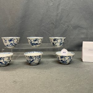 Six Chinese blue and white cups and saucers with horseriders, Kangxi — photo 22