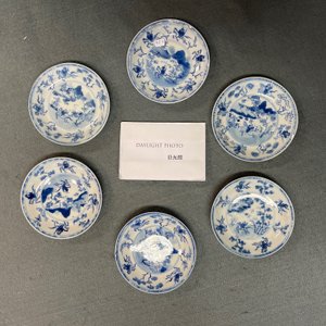 Six Chinese blue and white cups and saucers with horseriders, Kangxi — photo 27