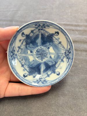 Six Chinese blue and white cups and ten saucers, Kangxi — 照片 13
