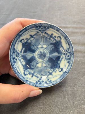 Six Chinese blue and white cups and ten saucers, Kangxi — 照片 15