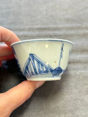 Six Chinese blue and white cups and ten saucers, Kangxi — 照片 24