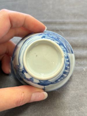 Six Chinese blue and white cups and ten saucers, Kangxi — 照片 26