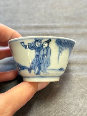 Six Chinese blue and white cups and ten saucers, Kangxi — 照片 27