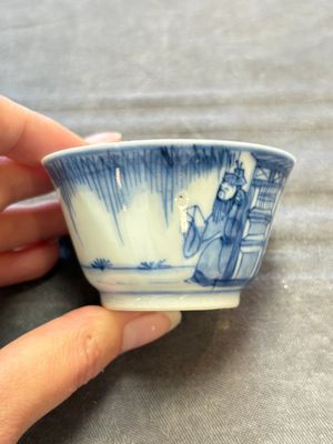 Six Chinese blue and white cups and ten saucers, Kangxi — 照片 28