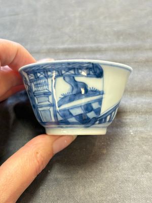 Six Chinese blue and white cups and ten saucers, Kangxi — 照片 29