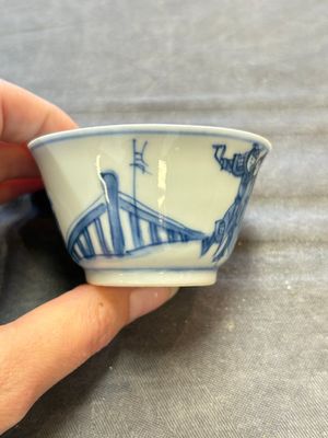Six Chinese blue and white cups and ten saucers, Kangxi — 照片 30