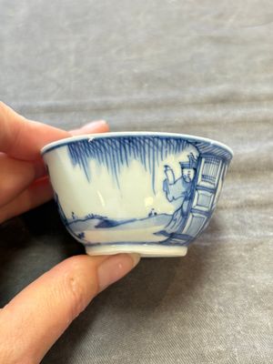 Six Chinese blue and white cups and ten saucers, Kangxi — 照片 34
