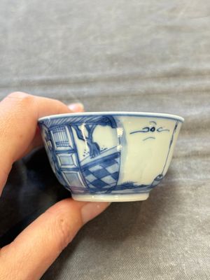 Six Chinese blue and white cups and ten saucers, Kangxi — 照片 35