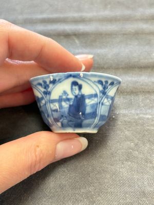 Six Chinese blue and white cups and ten saucers, Kangxi — 照片 41