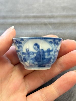 Six Chinese blue and white cups and ten saucers, Kangxi — 照片 45