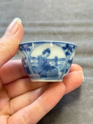 Six Chinese blue and white cups and ten saucers, Kangxi — 照片 46