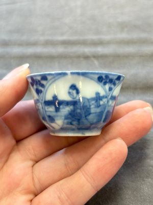 Six Chinese blue and white cups and ten saucers, Kangxi — 照片 47