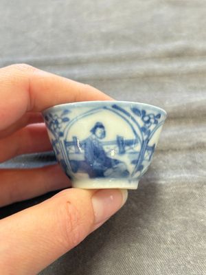 Six Chinese blue and white cups and ten saucers, Kangxi — 照片 51