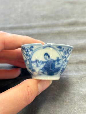 Six Chinese blue and white cups and ten saucers, Kangxi — 照片 52