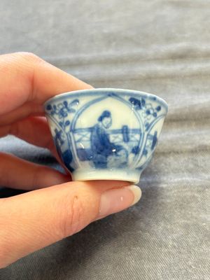 Six Chinese blue and white cups and ten saucers, Kangxi — 照片 53