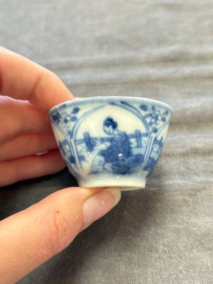 Six Chinese blue and white cups and ten saucers, Kangxi — 照片 54