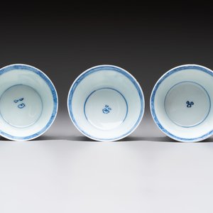 Six Chinese blue and white cups and ten saucers, Kangxi — 照片 12