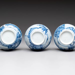 Six Chinese blue and white cups and ten saucers, Kangxi — 照片 13