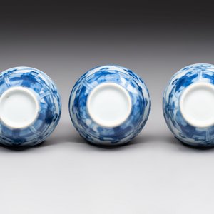 Six Chinese blue and white cups and ten saucers, Kangxi — 照片 19