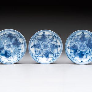 Six Chinese blue and white cups and ten saucers, Kangxi — 照片 4