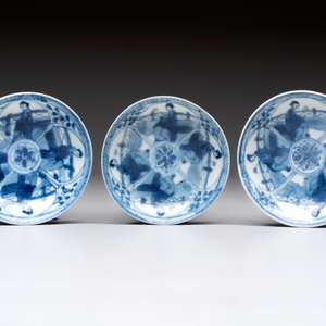 Six Chinese blue and white cups and ten saucers, Kangxi — 照片 6
